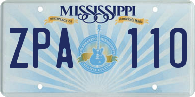 MS license plate ZPA110