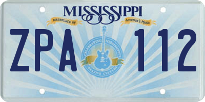 MS license plate ZPA112