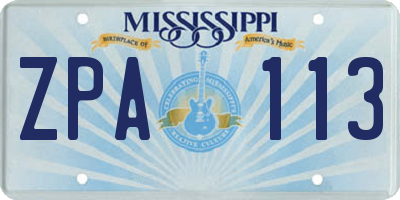 MS license plate ZPA113