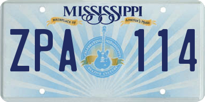 MS license plate ZPA114