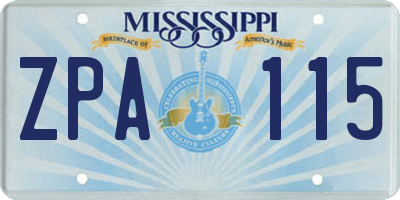 MS license plate ZPA115