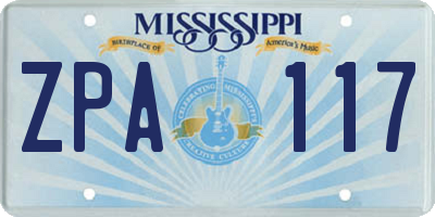 MS license plate ZPA117