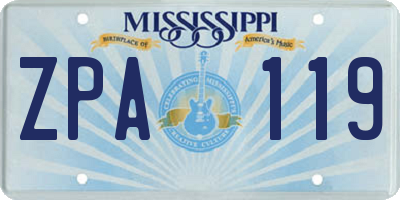 MS license plate ZPA119