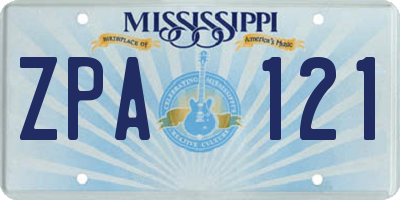 MS license plate ZPA121