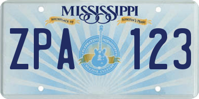 MS license plate ZPA123