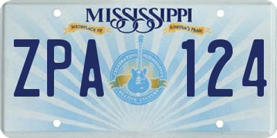 MS license plate ZPA124