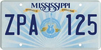 MS license plate ZPA125
