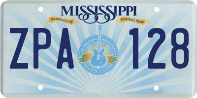 MS license plate ZPA128