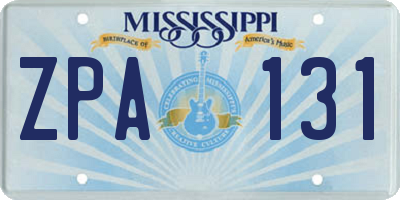 MS license plate ZPA131