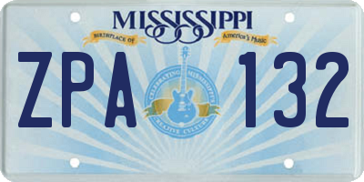 MS license plate ZPA132