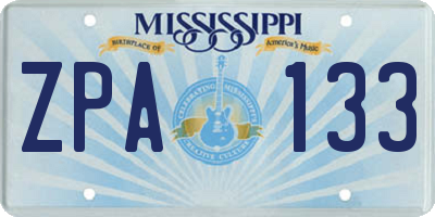 MS license plate ZPA133