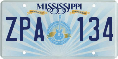 MS license plate ZPA134