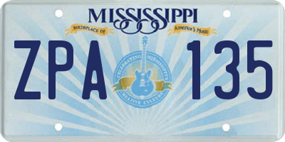 MS license plate ZPA135