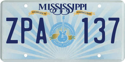 MS license plate ZPA137