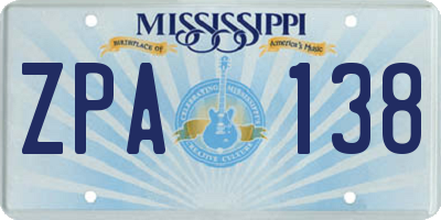 MS license plate ZPA138