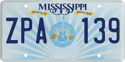 MS license plate ZPA139
