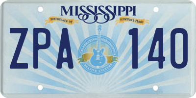 MS license plate ZPA140