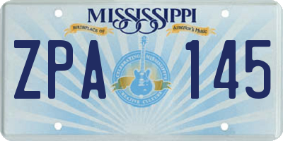 MS license plate ZPA145