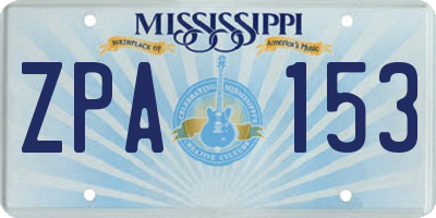 MS license plate ZPA153