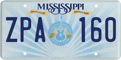 MS license plate ZPA160