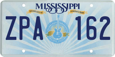 MS license plate ZPA162