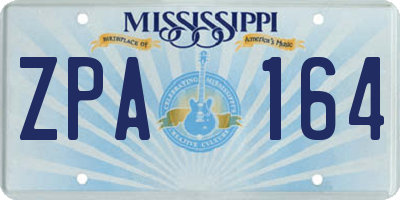 MS license plate ZPA164