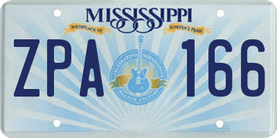 MS license plate ZPA166