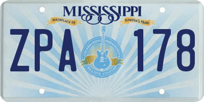 MS license plate ZPA178