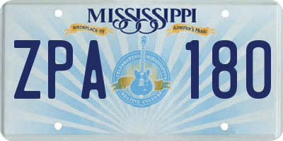 MS license plate ZPA180