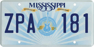 MS license plate ZPA181