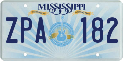 MS license plate ZPA182