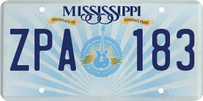 MS license plate ZPA183
