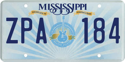 MS license plate ZPA184