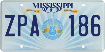 MS license plate ZPA186