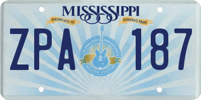 MS license plate ZPA187