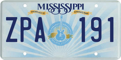 MS license plate ZPA191