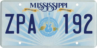 MS license plate ZPA192