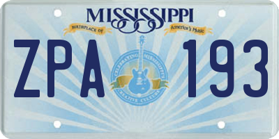 MS license plate ZPA193