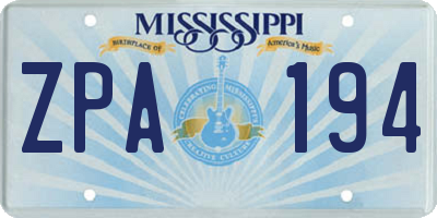 MS license plate ZPA194