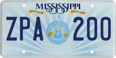 MS license plate ZPA200