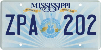 MS license plate ZPA202