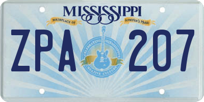 MS license plate ZPA207