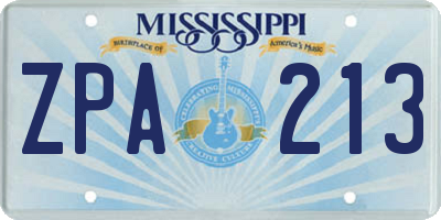 MS license plate ZPA213