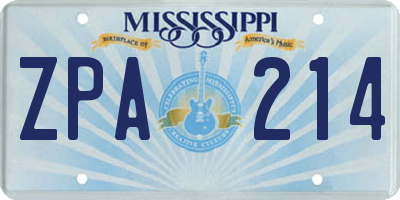 MS license plate ZPA214