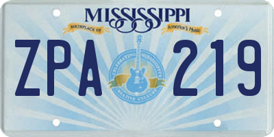 MS license plate ZPA219