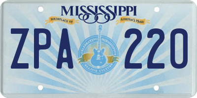 MS license plate ZPA220