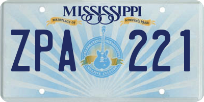 MS license plate ZPA221
