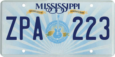 MS license plate ZPA223