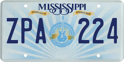 MS license plate ZPA224