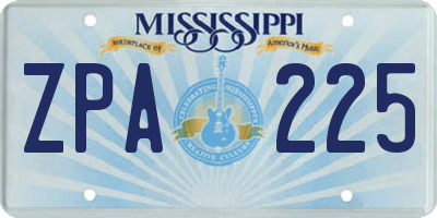 MS license plate ZPA225